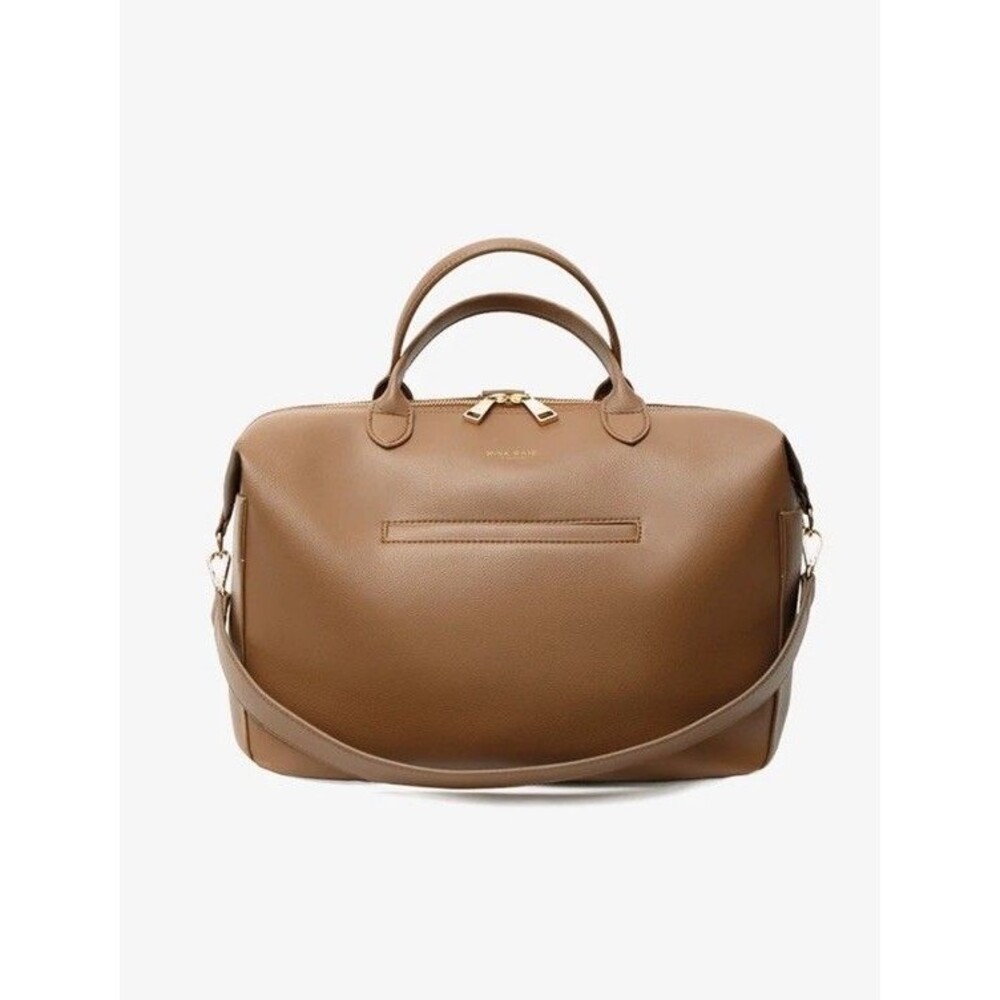 Mina Baie Midi Terra brown Satchel Zip Gold Hardware Top Handle Detachable Strap